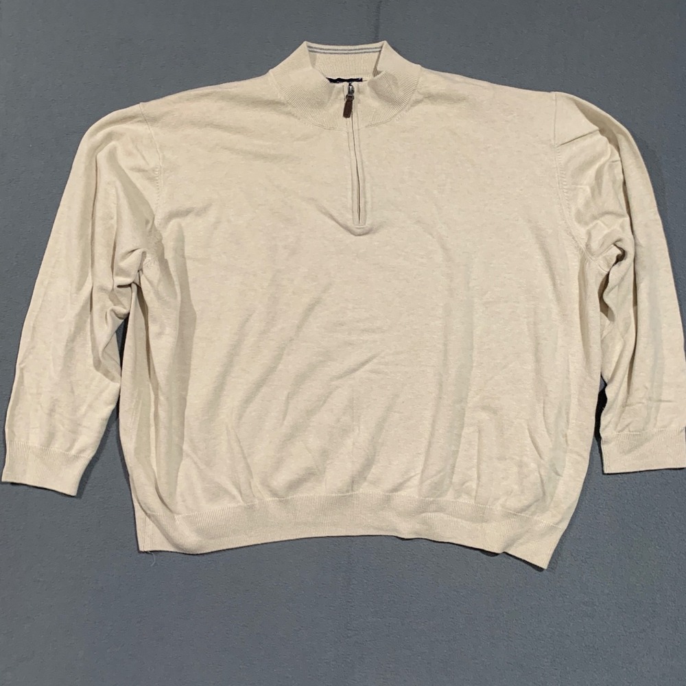 Roundtree & Yorke Mens 4XB Tan Quarter Zip Sweater Fall Thanksgiving‎ Winter